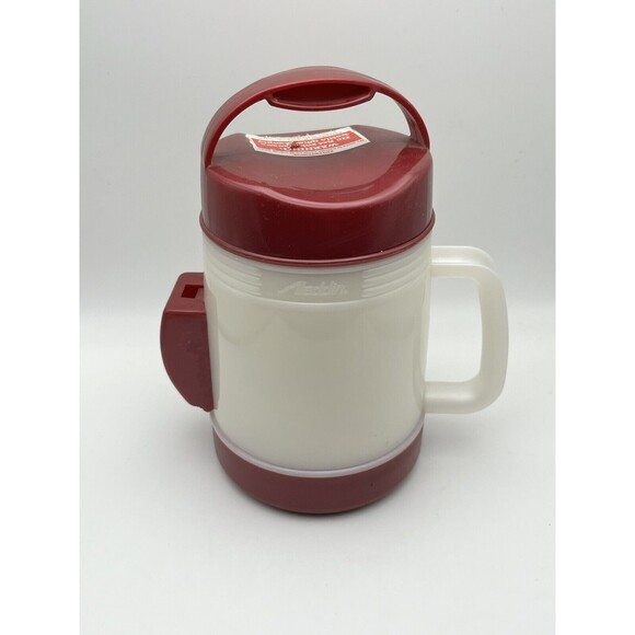 Vintage Aladdin Heat And Go Microwave Lunch Container White & Maroon No Spoon - Picture 3 of 7